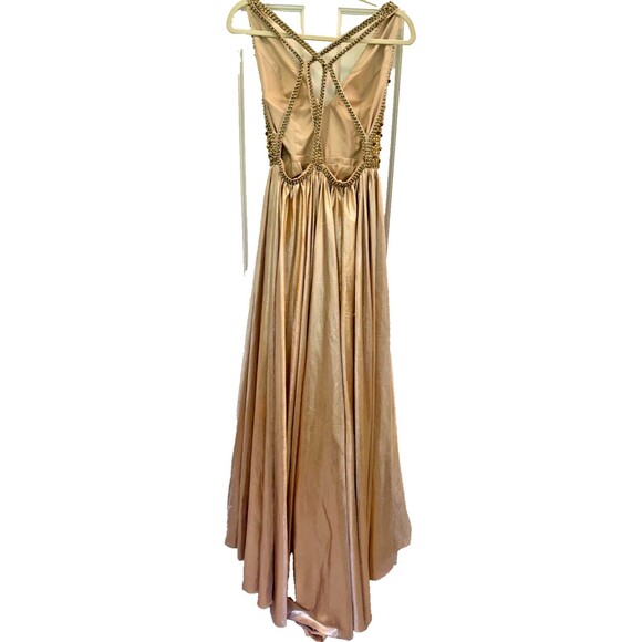 NWT Mac Duggal Gold Long Prom Formal Dress Size 8 Sequins Embellished $598 - Picture 6 of 10